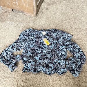 Michael Kors Black and Blue Floral Blouse